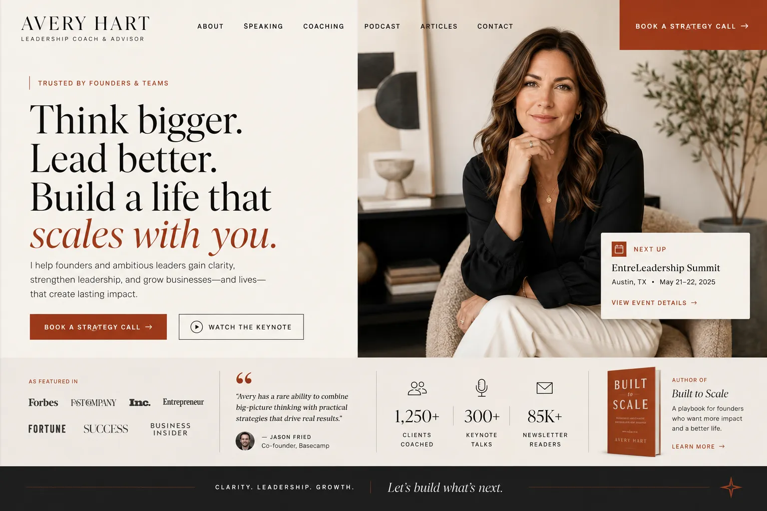 Avery Hart - leadership coach concept site by Loudhook