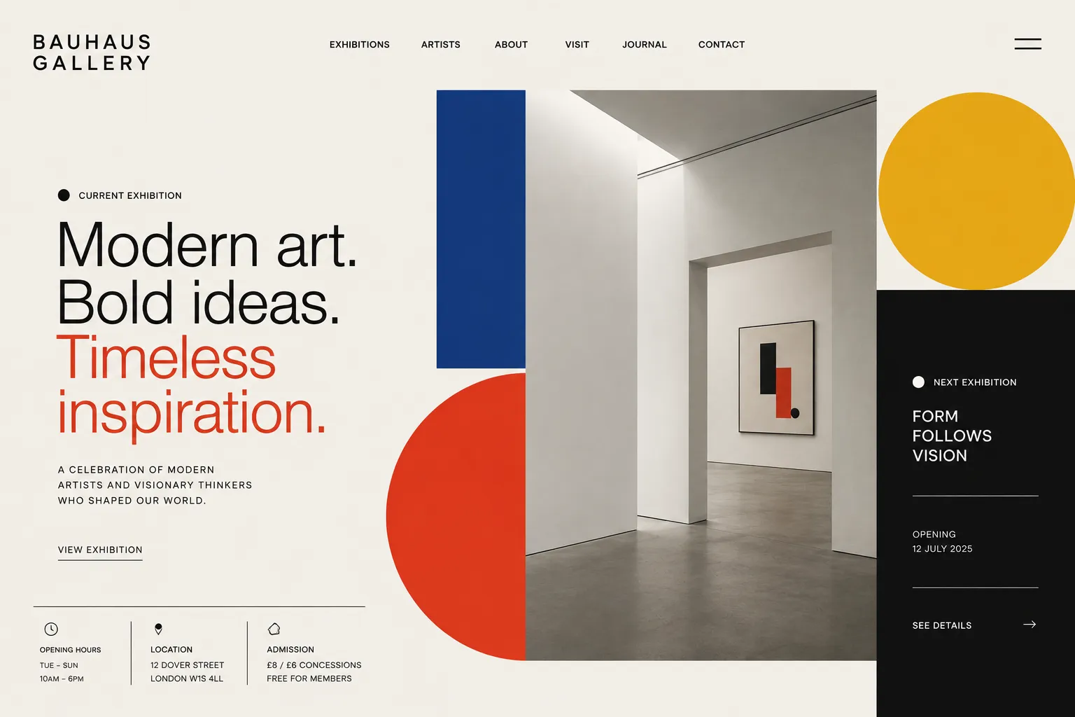 Bauhaus Gallery - art gallery concept site by Loudhook