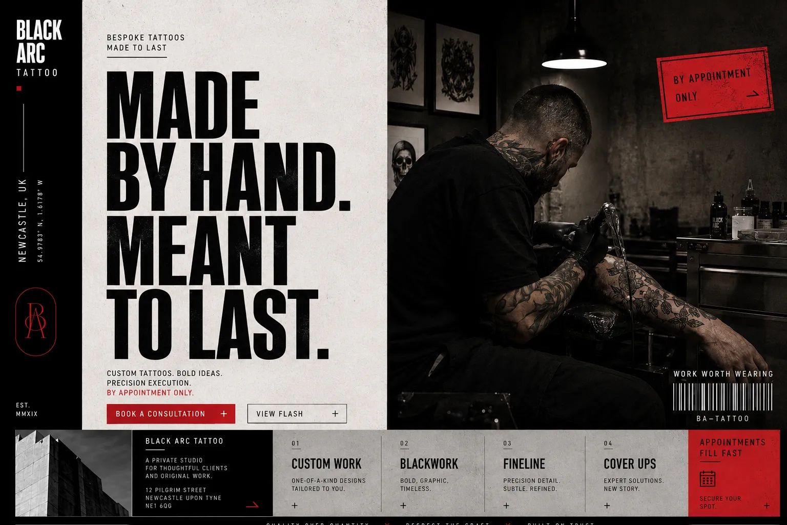 Black Arc Tattoo - tattoo studio concept site by Loudhook