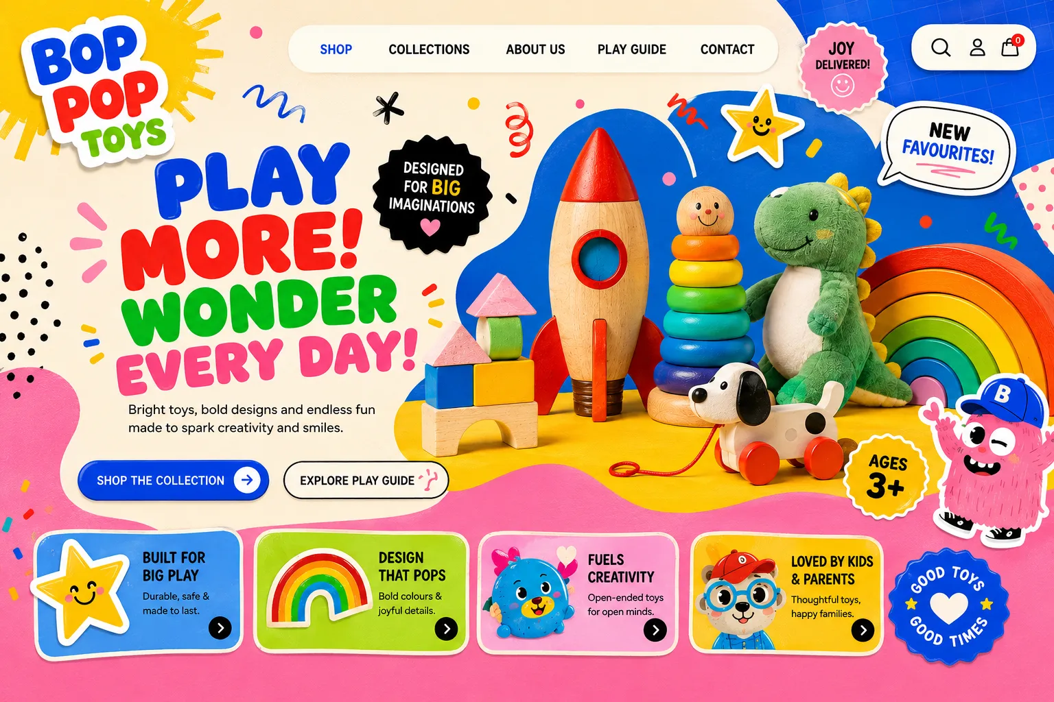 Bop Pop Toys - toy shop concept site by Loudhook