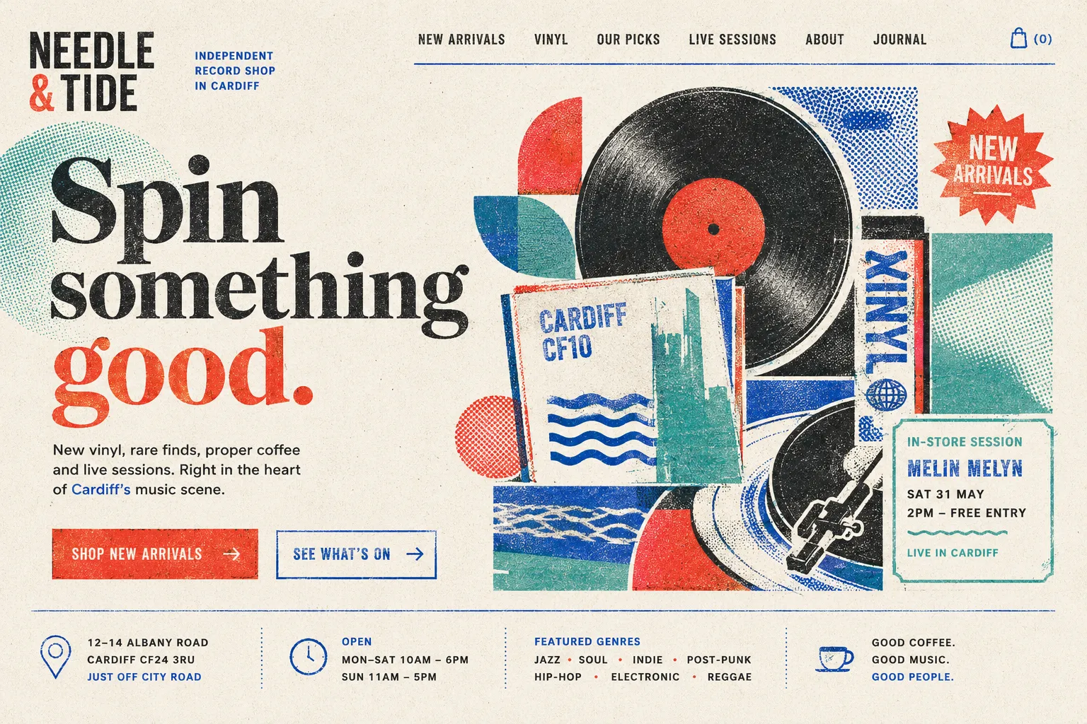 Needle & Tide - Cardiff record shop concept site by Loudhook